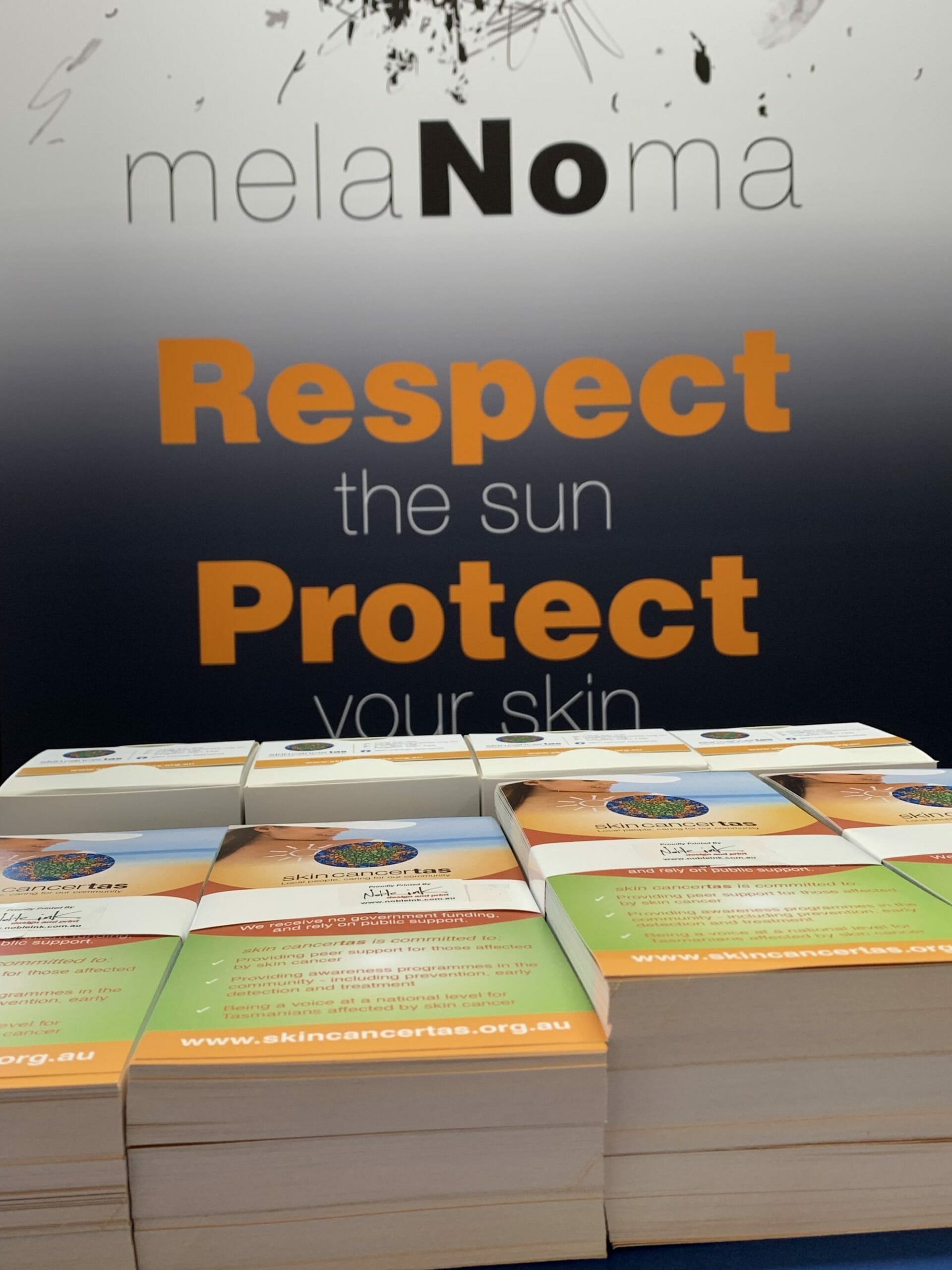 DL Flyers encourage melanoma awareness: Respect the sun, protect your skin. Noble Ink